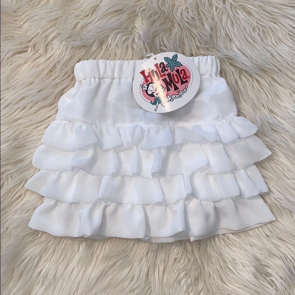 White Ruffle Hula Mula Skirt